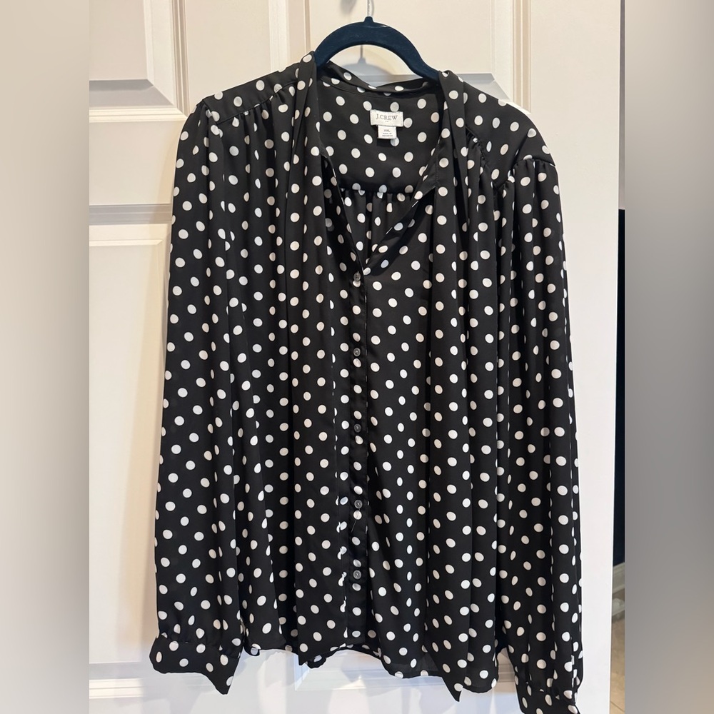 J. Crew Black and White Polka Dot Blouse